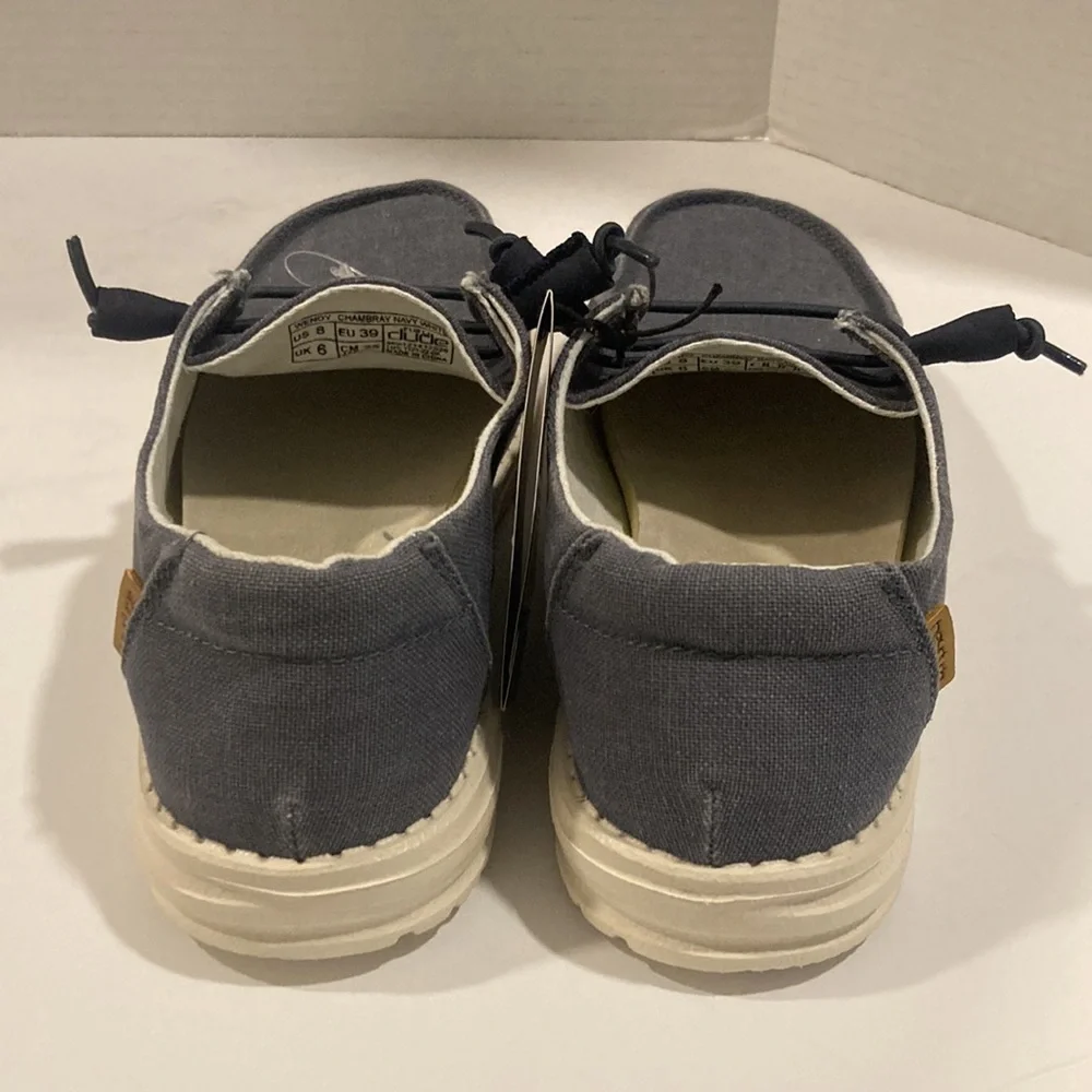 COPY - HEYDUDES Shoes Men's Slip On Shoes Chambray Navy & White Size 8